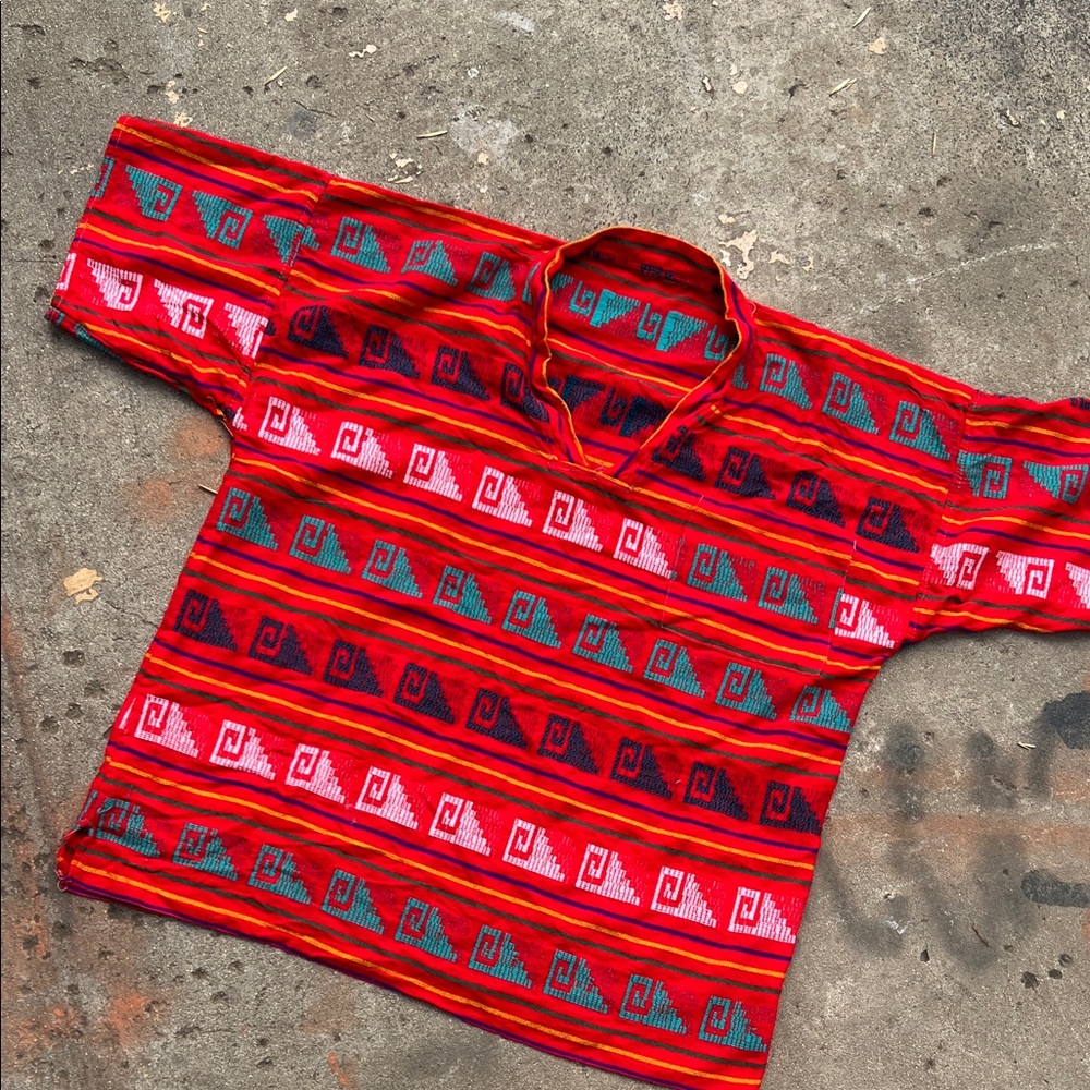 Vintage Red and Pink Patterned Tunic OS